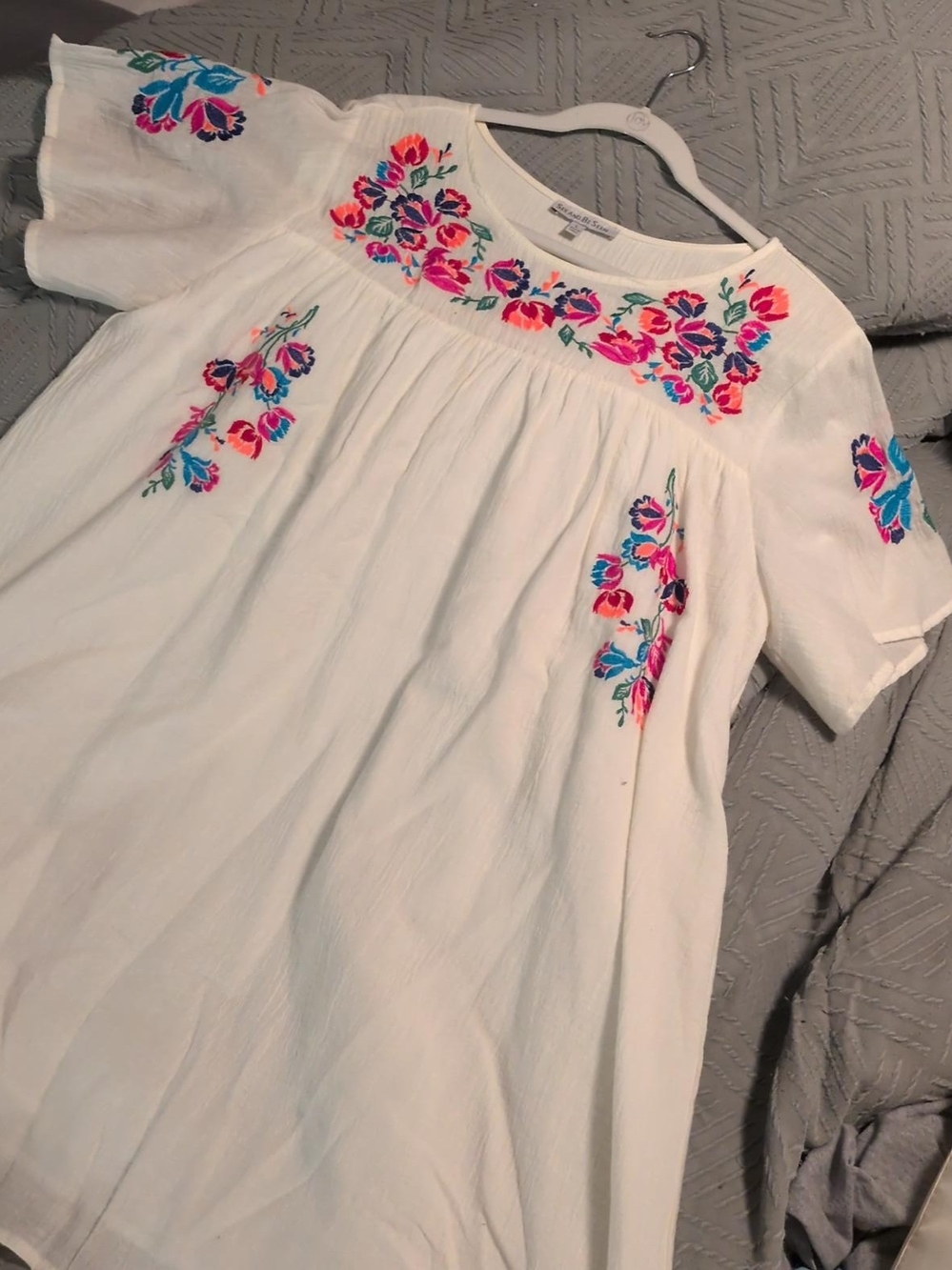 See and Be Seen Embroidered Floral Babydoll Dress Size L